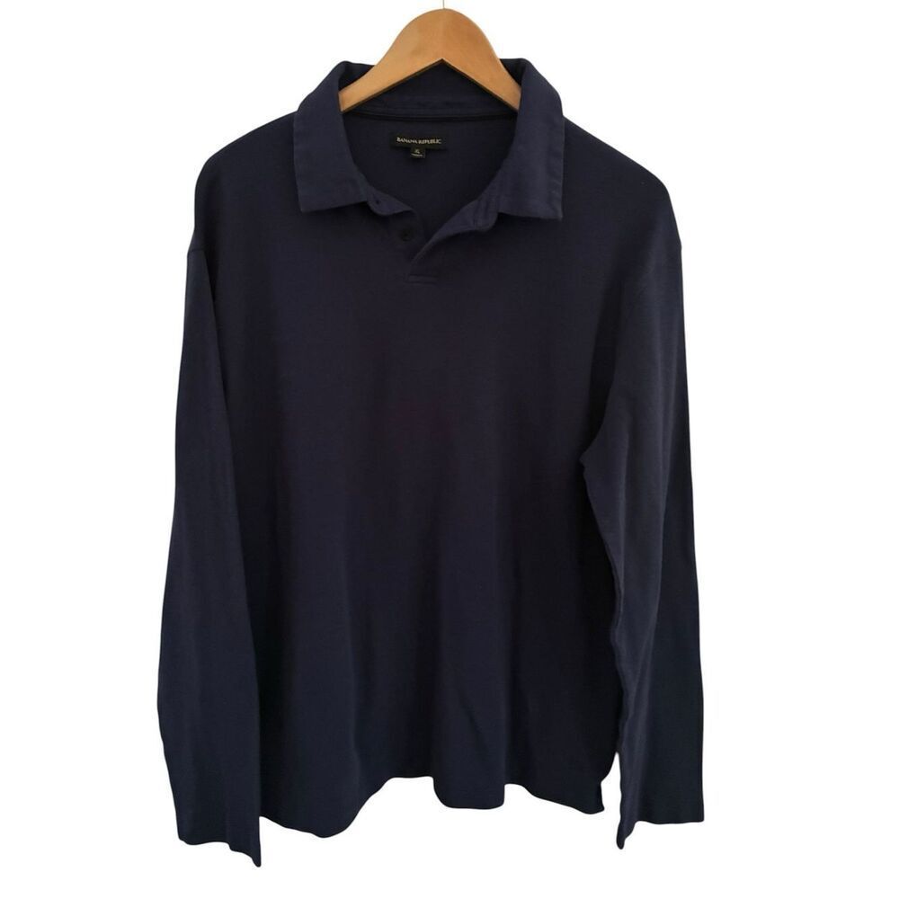 Banana Republic Dark Navy Long-Sleeve Polo Shirt Men’s Size XL
